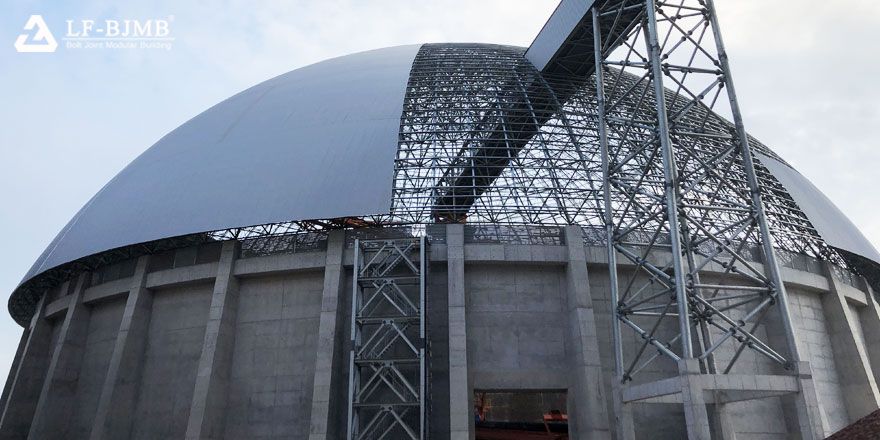 Prefab Space Frame Structures Power Plant Dome Dry Coal Storage Shed Construction