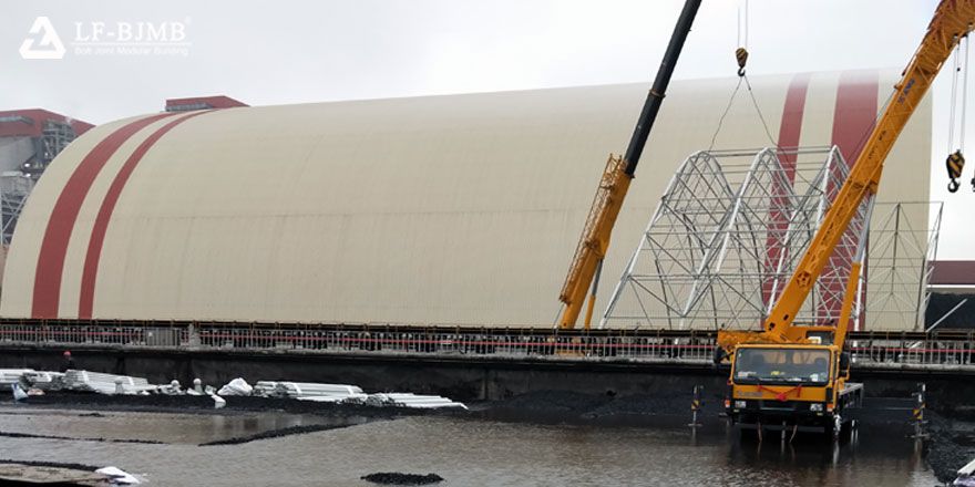 long span space frame roof coal yard storage 