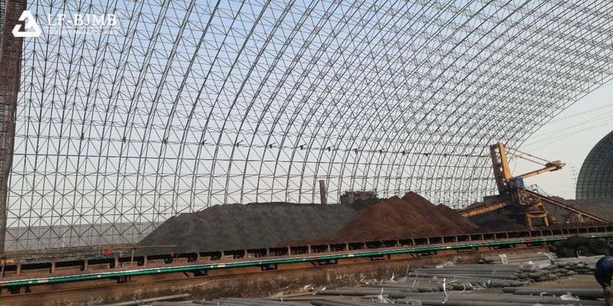 Fully Enclosed Steel Space Frame Structure Raw Material Yard Storage Project