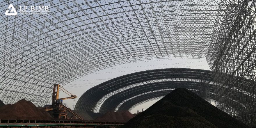 Fully Enclosed Steel Space Frame Structure Raw Material Yard Storage Project