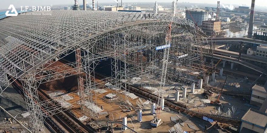 Fully Enclosed Steel Space Frame Structure Raw Material Yard Storage Project