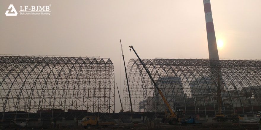 prefab space frame structure coal shed