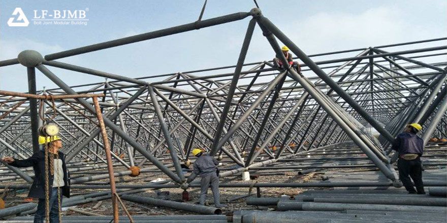 prefab steel space frame roof structure