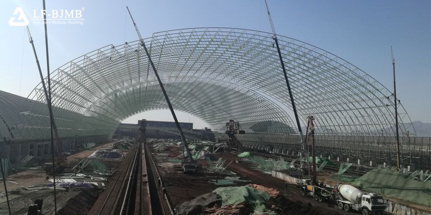 Large Span Space Frame Structure Barrel Dry Coal Storage Shed Project