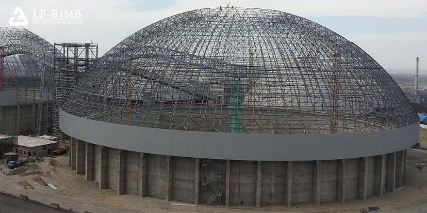 Light Steel Space Frame Structure Dome Silo Storage Roof System