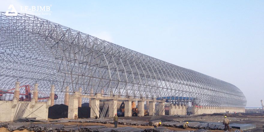 bulk storage space frame roof system