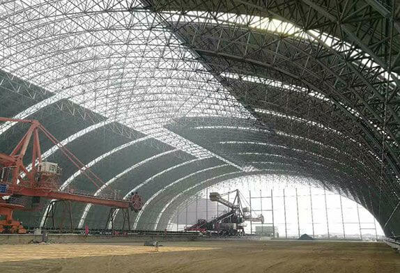 Development history and structure of dry coal shed space frame