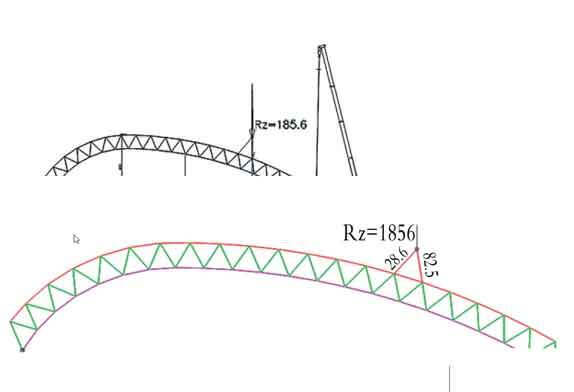 Using a crane (260 t) lifting point and wire rope force analysis