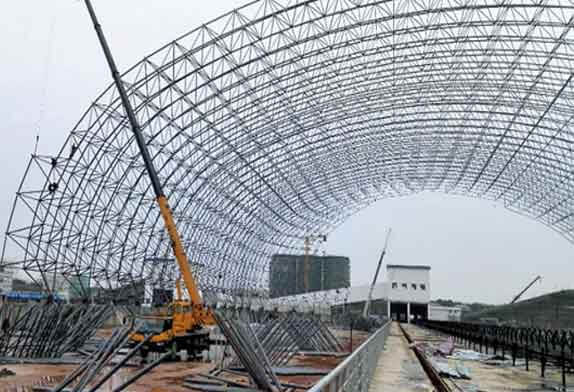 Discussion on installation technology of space frame structure of dry coal shed project in Boya coal storage yard