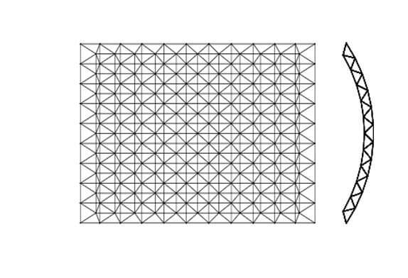 Upright quadrangular pyramid space frame