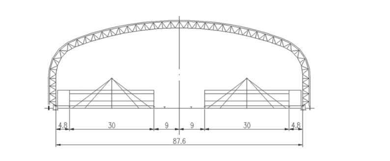 Closed elevation view of the mixing yard