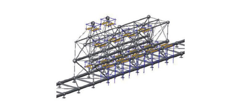 Schematic diagram of the space frame operating frame at the door head
