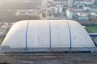 Closed membrane structure coal yard
