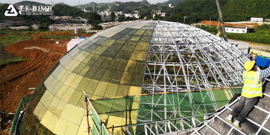 light steel space frame dome roof