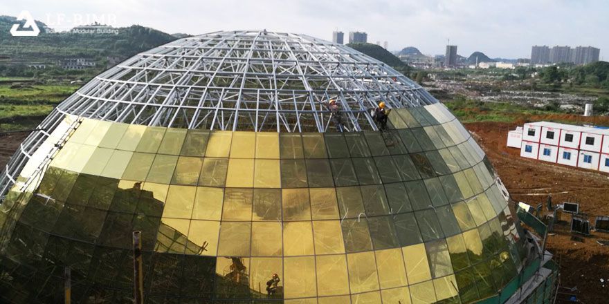 prefab dome roof space frame hall building