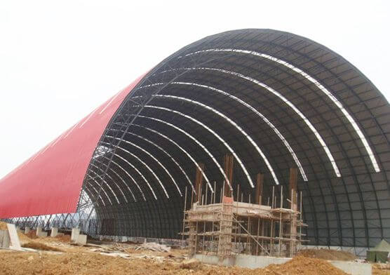 Prefab Barrel Space Frame Cement Plant Storage Shed