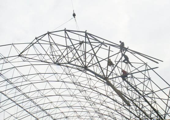 Prefab Barrel Space Frame Cement Plant Storage Shed