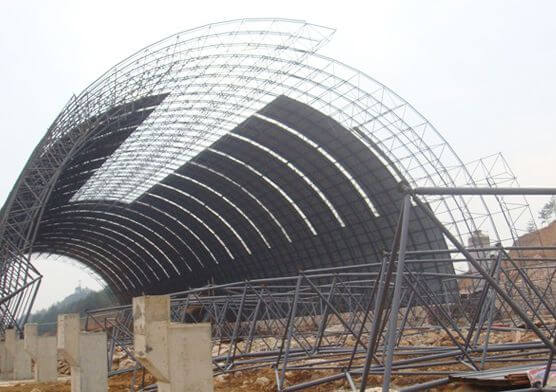 Prefab Barrel Space Frame Cement Plant Storage Shed