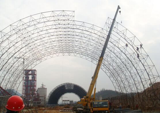 Prefab Barrel Space Frame Cement Plant Storage Shed