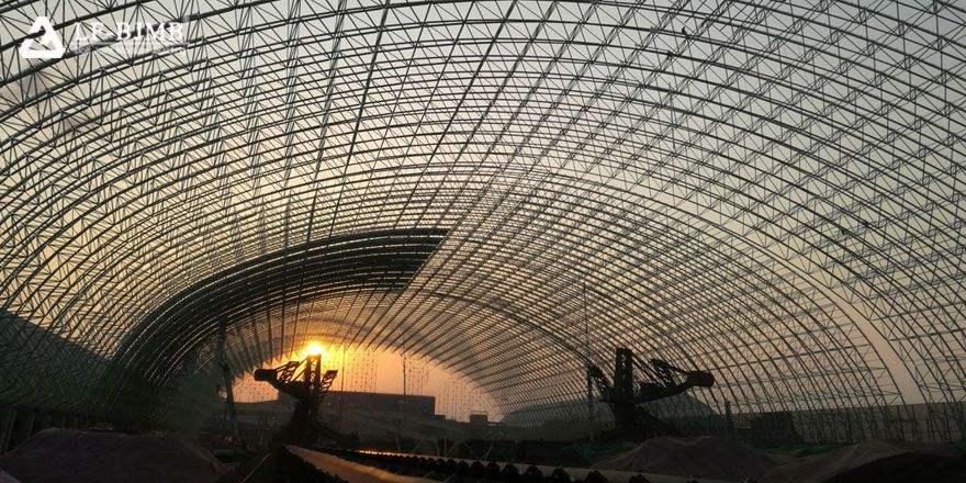 Large Span Space Frame Structure Barrel Dry Coal Storage Shed Project