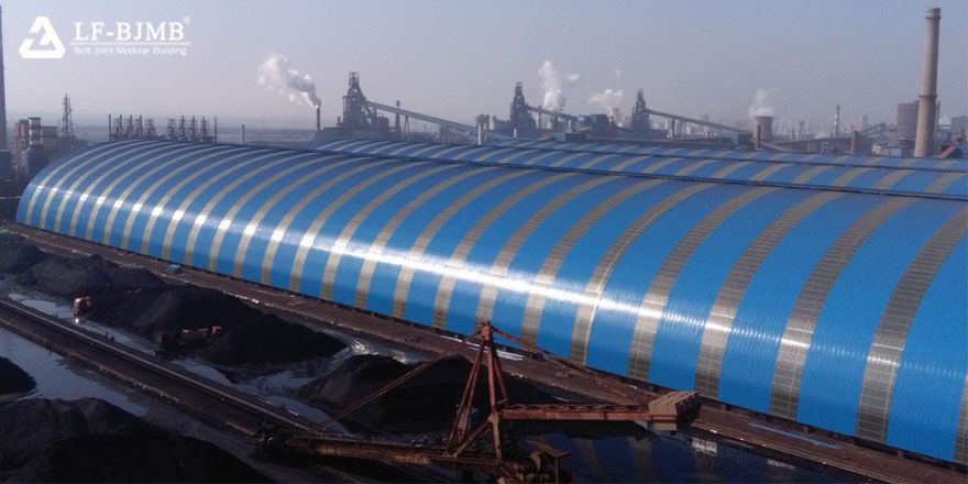space frame coal storage shed