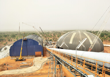 TKIS-Burkina Faso dome clinker storage shed &barrel additive storage shed