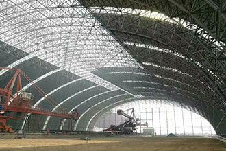 Development history and structure of dry coal shed space frame