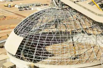 Manufacture and installation of large span curved top steel structure