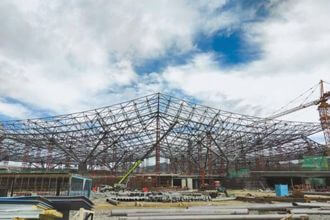 The steel structure of the T3 terminal of Gongga International Airport was successfully topped
