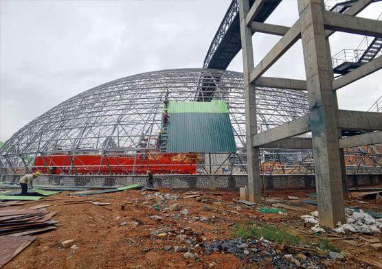 Cement clinker production line steel structure space frame project