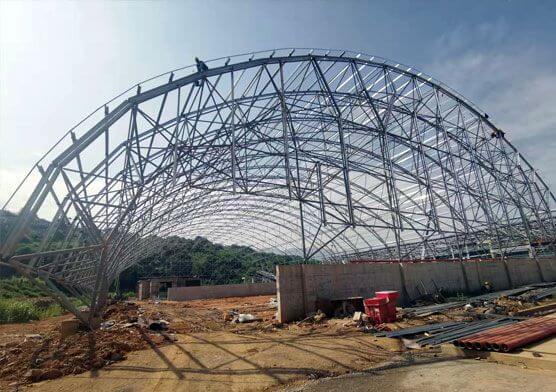 Cement clinker production line steel structure space frame project