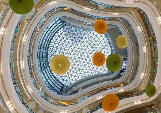 Glass atrium roof skylight design for shopping mall