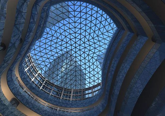 Glass atrium roof skylight design for shopping mall