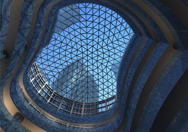 Glass atrium roof skylight design for shopping mall