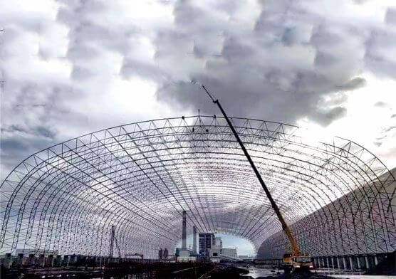 Large Span Steel Structure Arch Building Dry Coal Storage Shed Construction Of  5# Thermal Power Plant