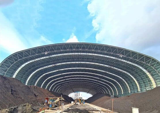 Large Span Steel Structure Arch Building Dry Coal Storage Shed Construction Of  5# Thermal Power Plant
