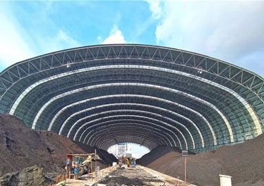 Large Span Steel Structure Arch Building Dry Coal Storage Shed Construction Of  5# Thermal Power Plant