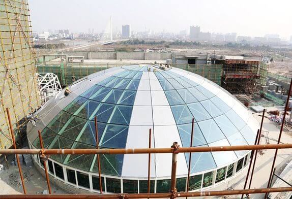 glass dome roof construction