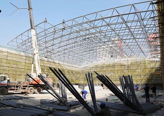 High School Steel Space Frame Structure Roof Basketball Stadium Construction