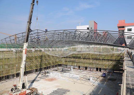High School Steel Space Frame Structure Roof Basketball Stadium Construction