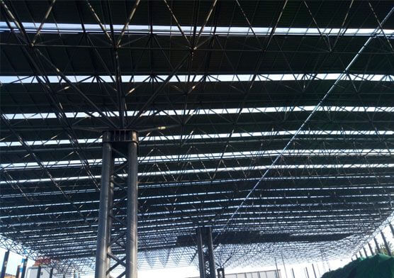 Large-Span Steel Structure Space Frame Fine Powder Yard Bulk  Material Storage Shed