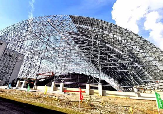 Prefabricated Coal Shed Pipe Arched Steel Roof Trusses For Coal Yard Closure Project