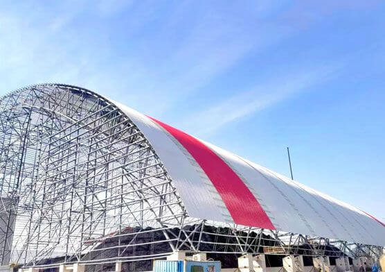 Prefabricated Coal Shed Pipe Arched Steel Roof Trusses For Coal Yard Closure Project