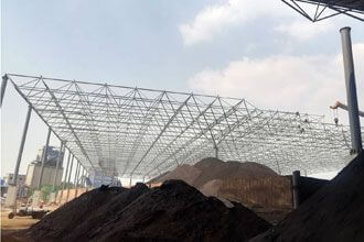 High-altitude bulk construction of large-span steel structure space frame canopy