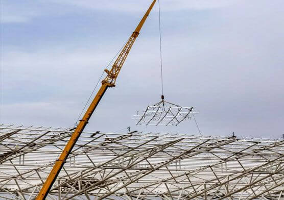 Prefab Soccer Stadium Building Steel Space Truss Structure System Canopy