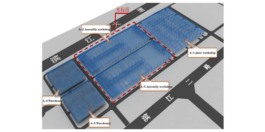 Steel frame battery warehouse building