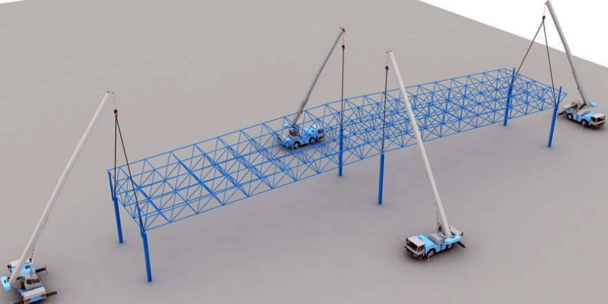 Steel trusses for battery warehouse