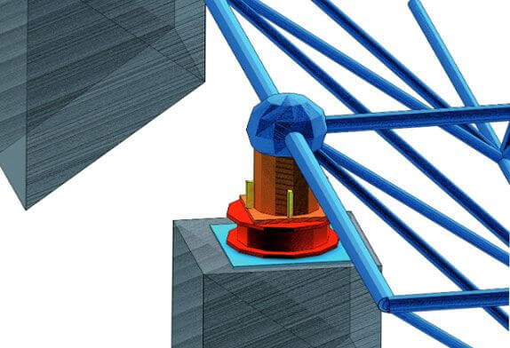 Welded ball space frame support node