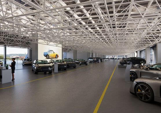 Prefabricated Industrial Steel Buildings Car Showroom Space Frame Structure System