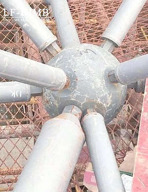 Bolted sphere node of large-span steel structure with local rust corrosion at tube-sphere joints, caused by insufficient edge treatment and incomplete anti-corrosion protection during fabrication, illustrating hidden long-term corrosion risks ignored in late-stage coating-only planning.